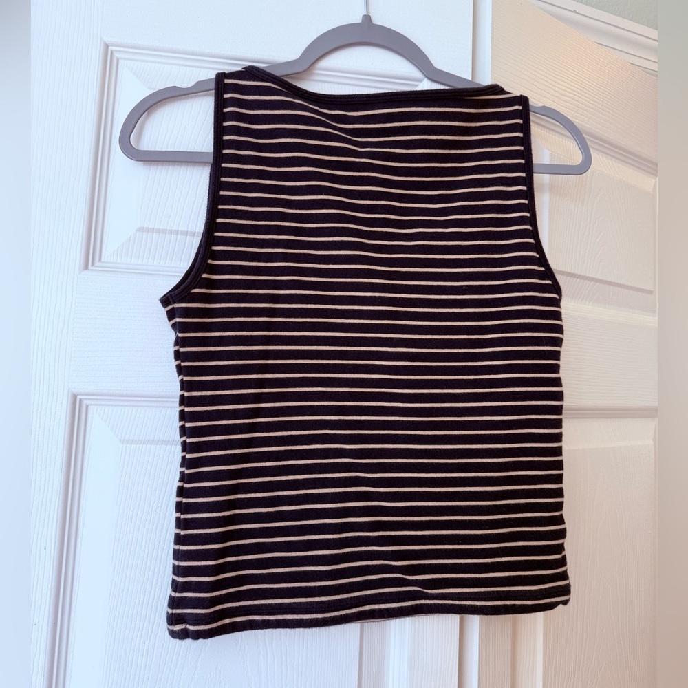 Abercrombie and fitch tan and navy blue striped tank top - Picture 4 of 4